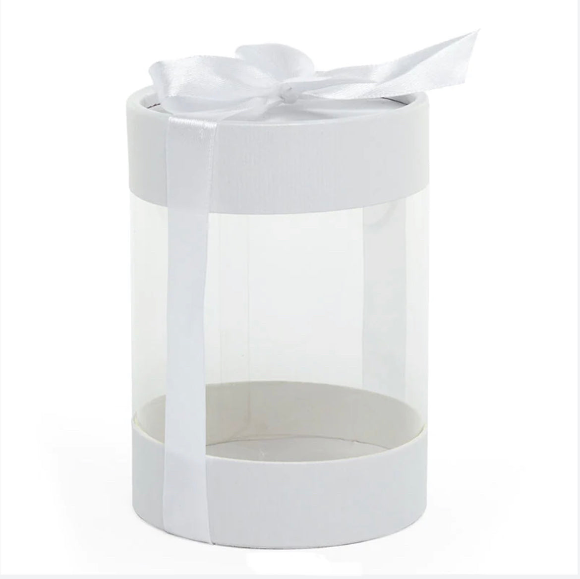 Clear cylinder container with bow