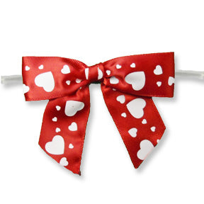 Red Valentine’s bow with hearts